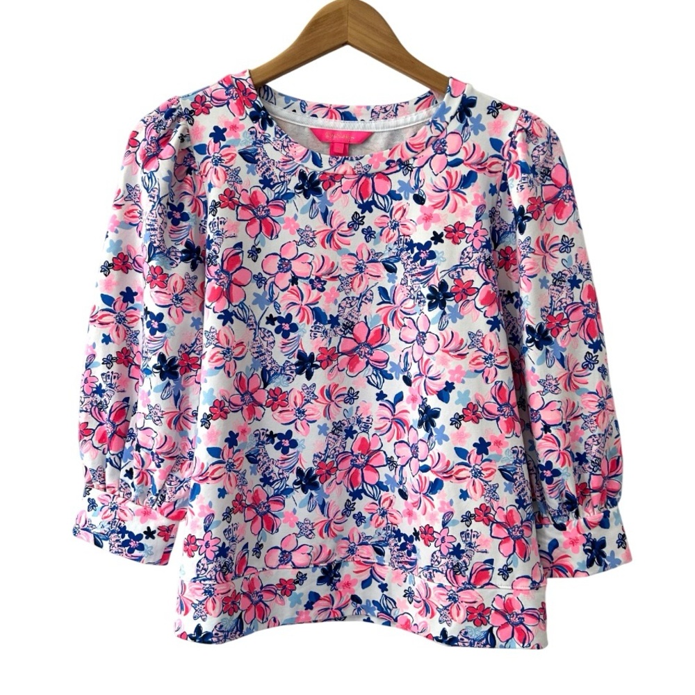 Lilly Pulitzer Corden Sweatshirt top M pink blue white Party Like A Lobstar NWT